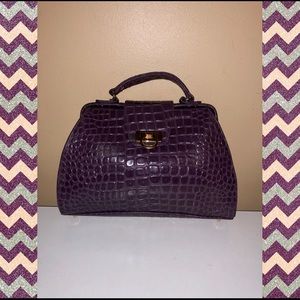 Lord & Taylor Purple Croc-Embossed Tote